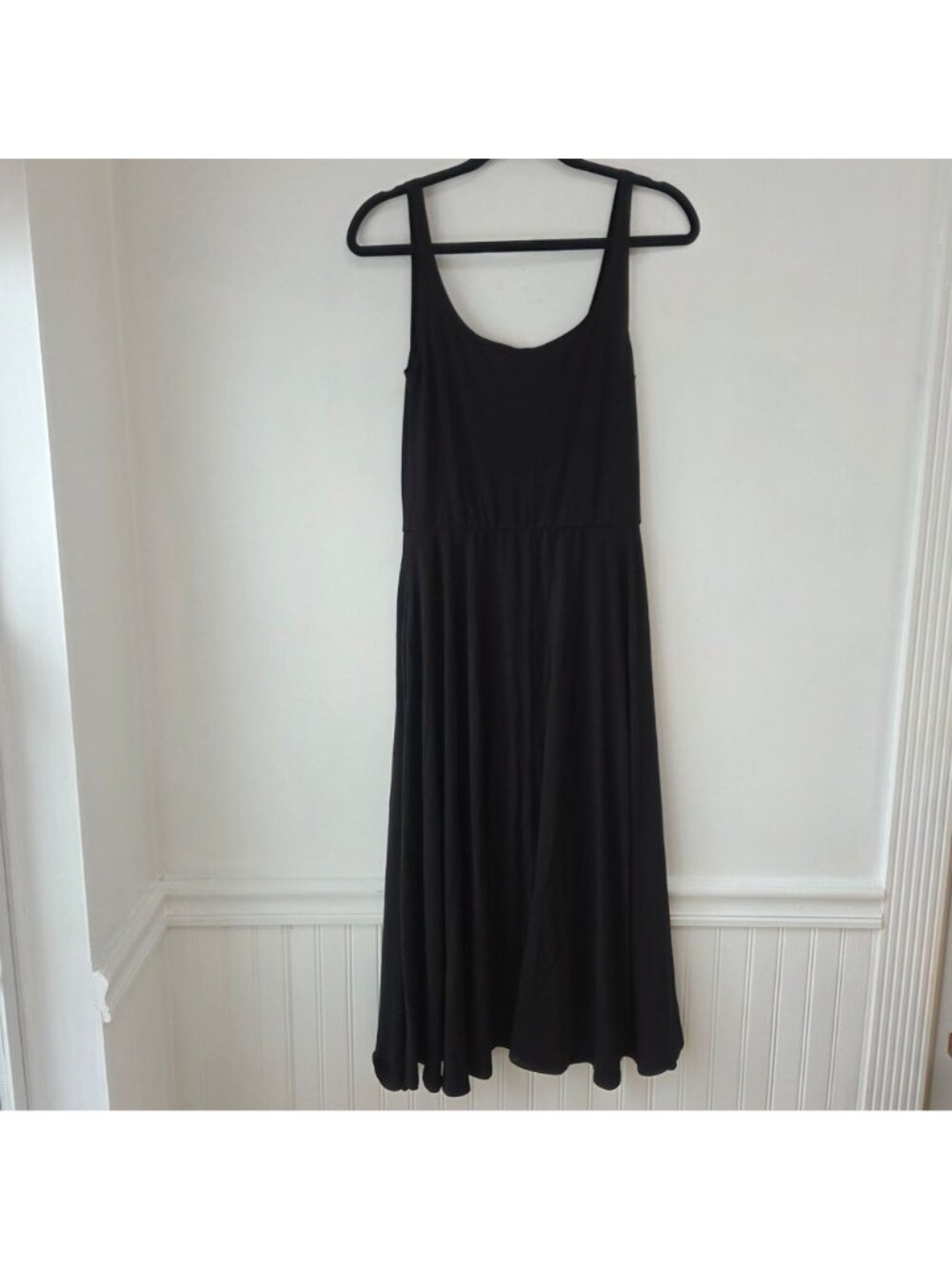 Quince Tencel Jersey Fit & Flare Black Midi Dress Capsule Wardrobe Women's S - Picture 3 of 9